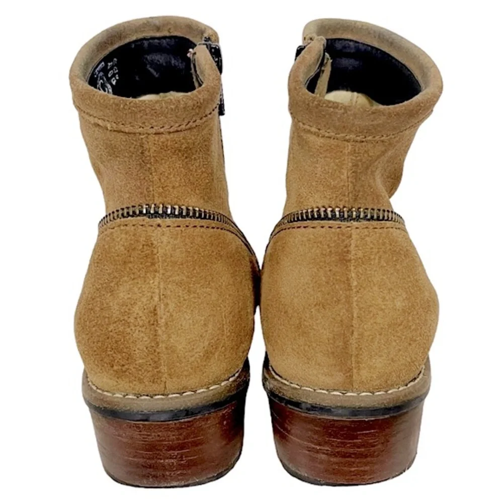 WOLKY Tan Suede Zipper Detail Ankle Bootie 284 558